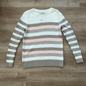 Ann Taylor Loft White Striped Pull Over Sweater